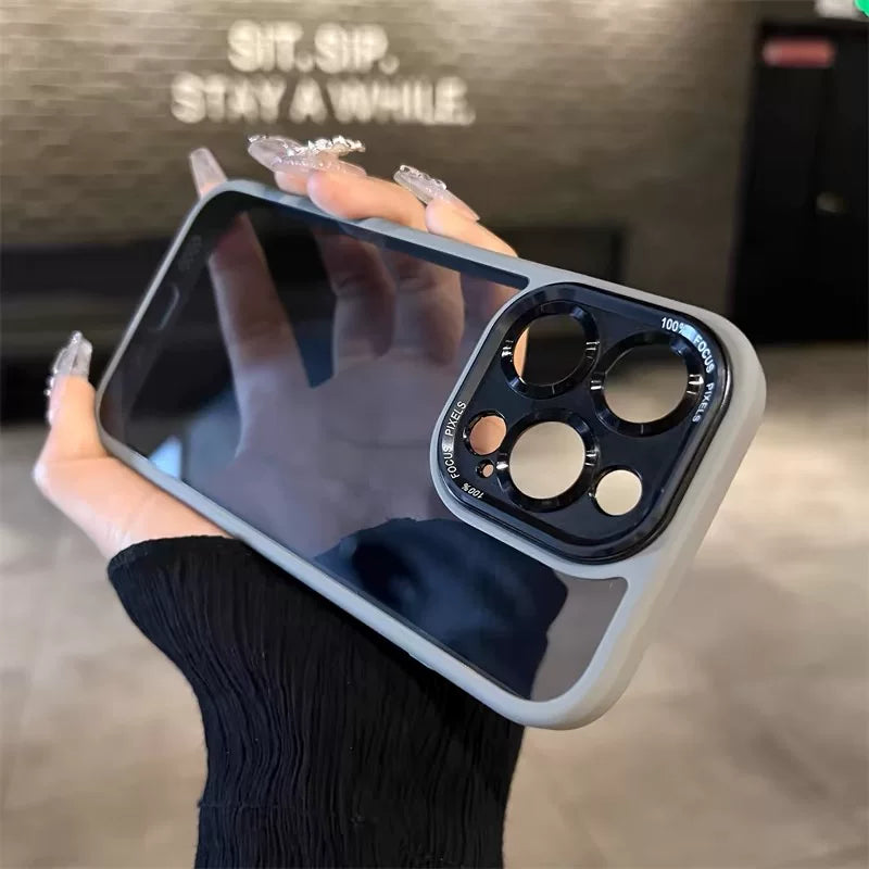 Chuangba minimalist yüksək səviyyəli mənada Apple 15pro mobil telefon qutusu iphone15promax yeni 16Pro lens hər şey daxil 14Pro12 şəffaf 16 qabıq 15 silikon 13 yer 14 düşməyə qarşı p