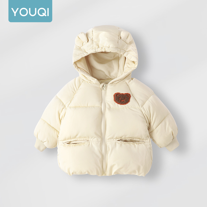 Youqi Qızlar üçün Gödəkçə 2025 Yeni Qış Qalınlaşdırılmış Yun astarlı Küləkdən Qoruyucu Başlıqlı Pambıq Yastıqlı Gödəkçə Oğlanlar və Qızlar üçün