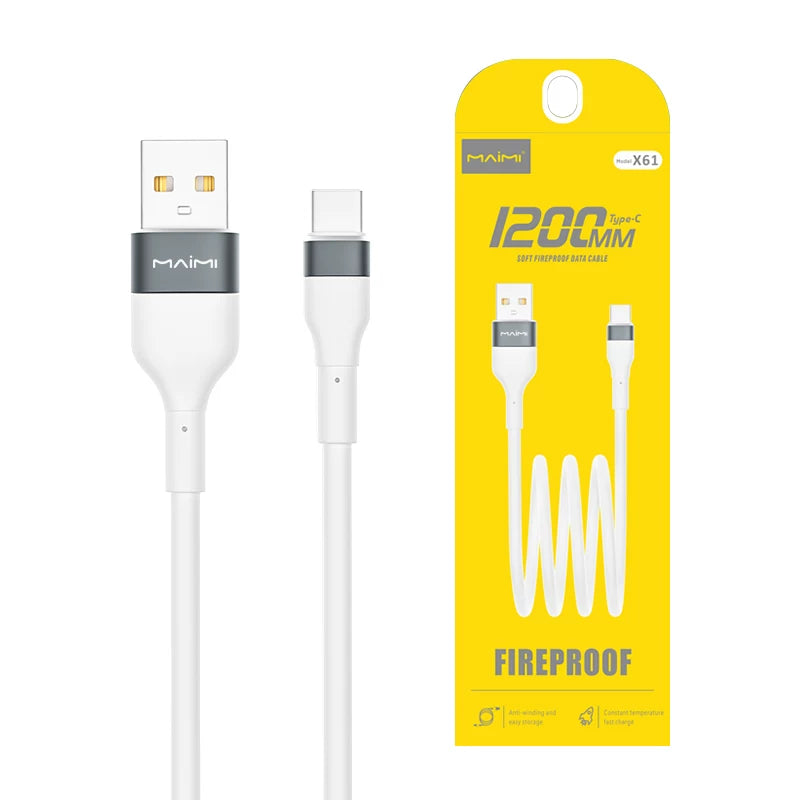 Maimi X61 iPhone13ProMax mobil telefonun şarj məlumat kabeli 6A sürətli şarj Android Type-C portu üçün uyğundur