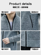 2025 Payız/Qış Yeni Kişi Trikotaj Gödəkçəsi, Yun astarlı, Qalın, Gündəlik, Çoxfunksiyalı, Dik Yaxalı Kardiqan Sviter