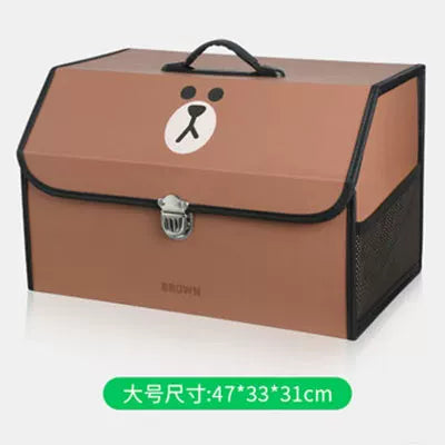 LINE FRIENDS Car Trunk Storage Box, Folding Organizer, Universal Car Decoration Cartoon Storage Box
