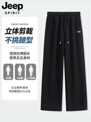 Jeep Kişi İdman Şalvarı, Payız/Qış Yun Astarlı Qalın İsti Boş Trikotaj İdman Şalvarı, Düz Ayaqlı Gündəlik Uzun Şalvar