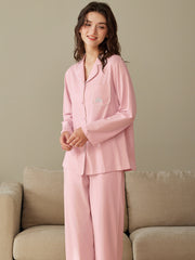Fenton Yaz və Payız Pijama Qadın Saf Pambıq Hırka Uzunqol Kostyum Sadə Təsadüfi Payız Payız Qadın Pambıq Böyük Ölçülü Ev Geyimi