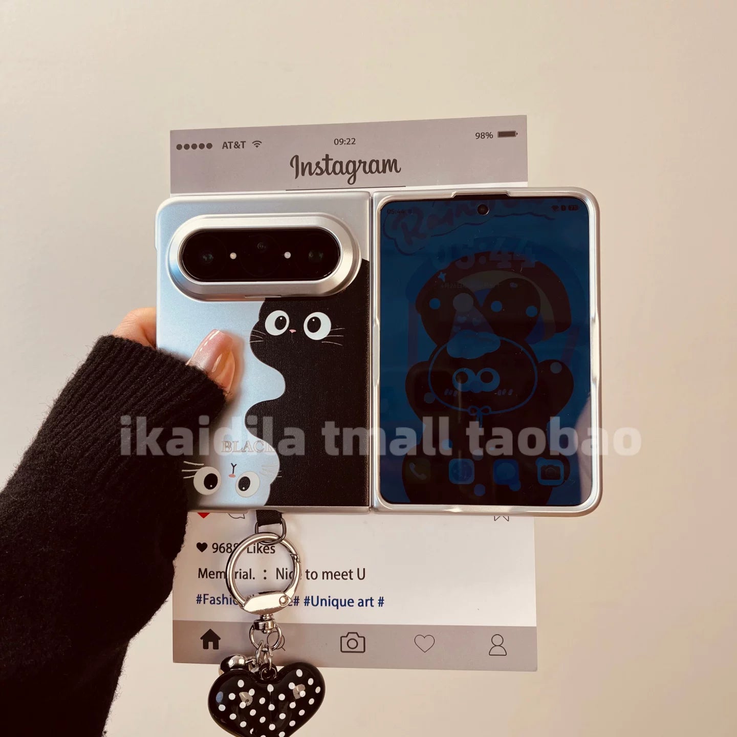 Ön çərçivə ilə Huawei puraxmax mobil telefon qutusu üçün uyğundur Purax2 böyük geniş qatlama ekranı HUAWEI cizgi filmi şəxsiyyəti qara pişik puraxmax kolleksiya versiyası asqılı elektrokaplama qoruyucu qutu ilə sevimli
