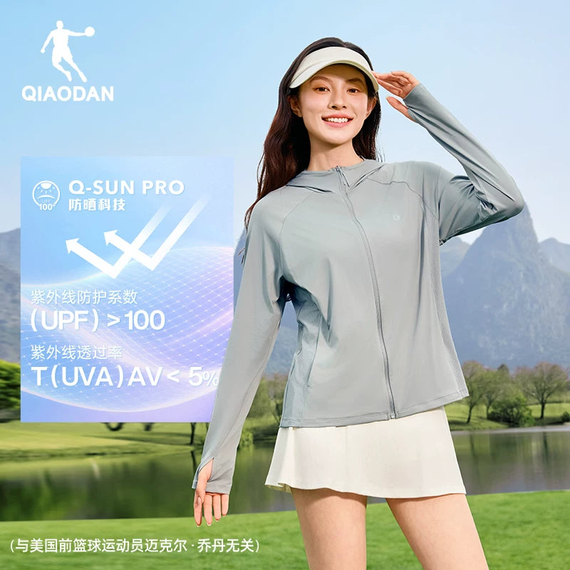 Jordan Ice Skin 3.0 Qadınlar üçün Günəşdən Qoruyucu Geyim Soyuq Ağ Dəri UPF100+ Yay Yeni açıq havada yüngül nəfəs alan gödəkçə