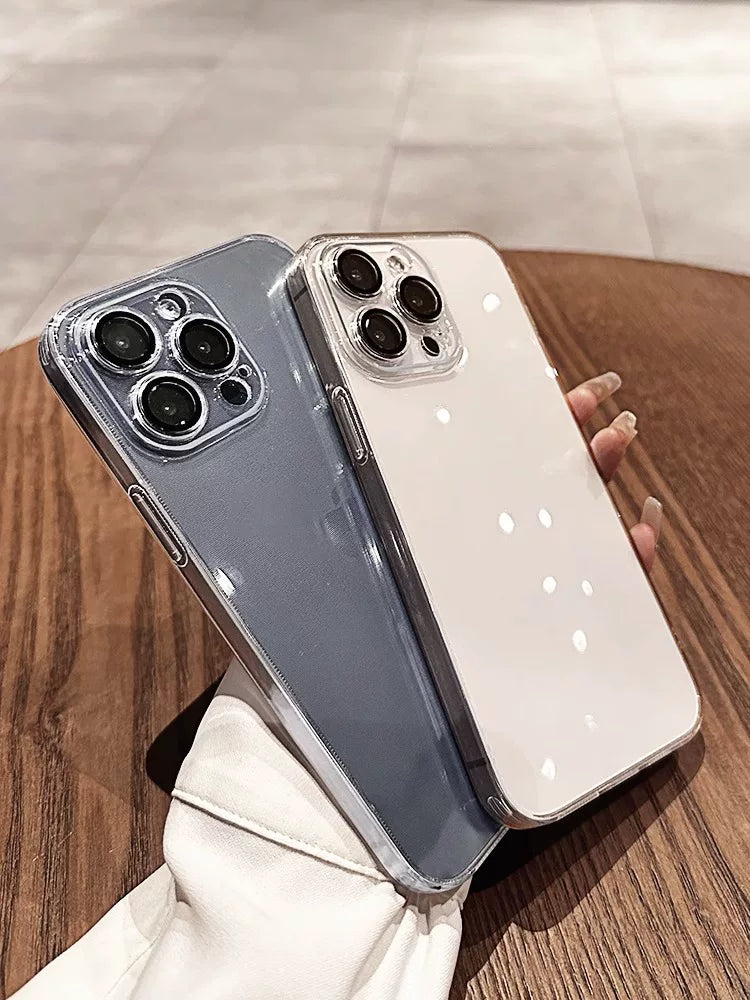 [Öz obyektiv filminizi gətirin] Apple 16promax mobil telefon qutusu üçün uyğundur iphone15 ultra nazik şəffaf 17 yeni stil 14 yüksək səviyyəli 13 silikon üstəgəl ultra nazik hər şey daxil olmaqla düşməyə qarşı qadın sadə 12 qoruyucu örtük