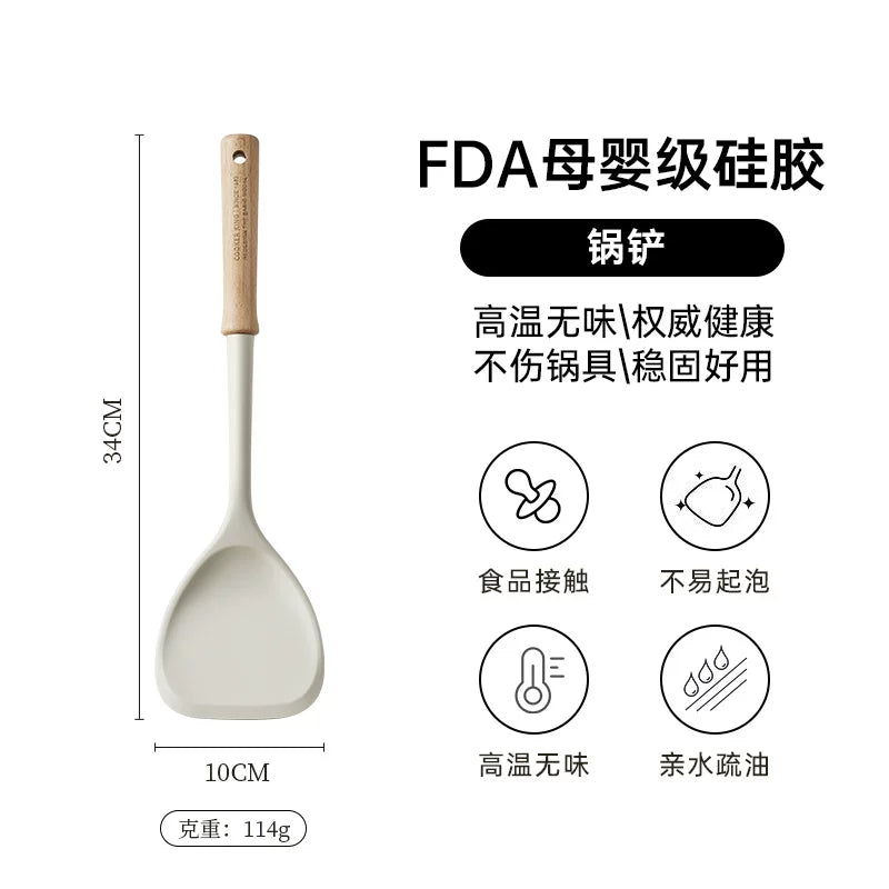 Chuidahuang silikon spatula məişət yemək spatula yapışmayan tava xüsusi qida dərəcəli yüksək temperatura davamlı şorba qaşığı süzgəc düyü qaşığı