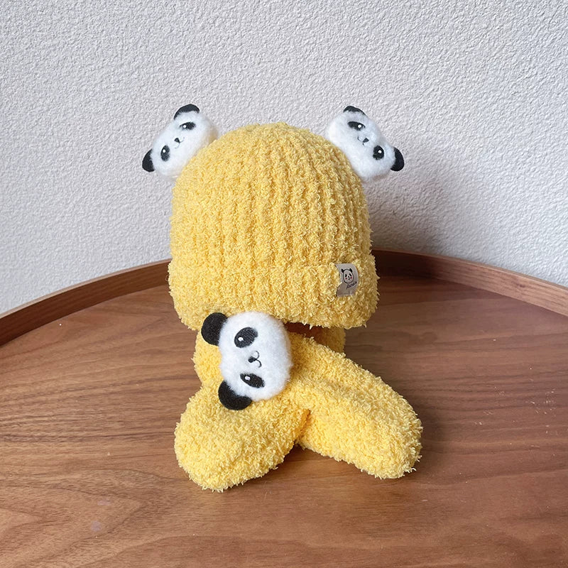 Körpə papağı və şarfı iki hissəli dəst, şirin ayı körpəsi qulaqcıqlı papaq, qalın və isti, oğlan və qızlar üçün, payız və qış üçün idealdır.