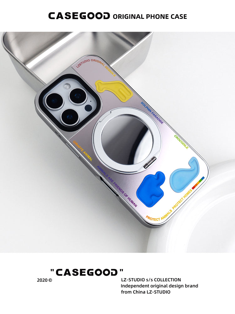CASEGOOD orijinal niş yüksək səviyyəli gümüş güzgü maqnit dayaq nöqtəsi cib telefonu qutusu 17 yeni Apple 16promax iPhone15pro qoruyucu qutu üçün uyğundur 14 daxili fırlanan mötərizə 13