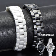 Qadınlar üçün əvəzedici Chanel saat qayışı J12 keramika saatı, kişilər üçün CHANEL qabarıq saat zənciri aksesuarları, qara və ağ.