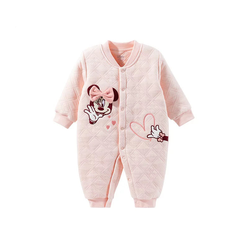 Disney uşaq geyimləri payız və qış yeni stil uşaq bodi üç qatlı isti ev sürünən kostyum nazik təmiz pambıq sırğalı Mickey Mouse