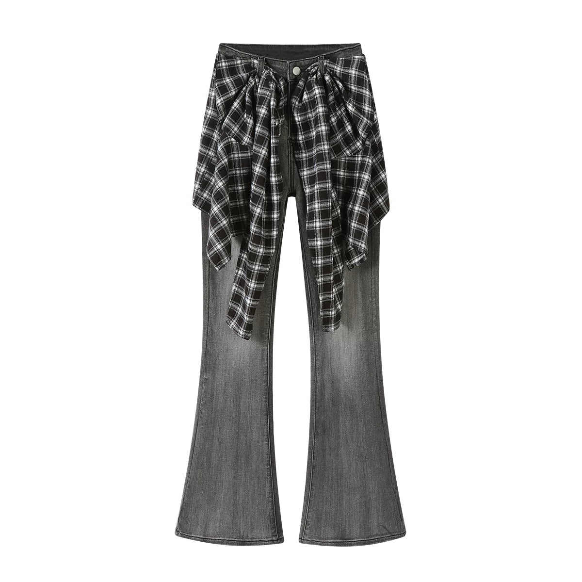 Cholisa American Retro Hot Girl Ayrıla bilən Parlaqlıq Biraz Parlaq Cins Şalvar Qadın Payız Dizaynı Yüksək Belli Arıqlama Şalvarı