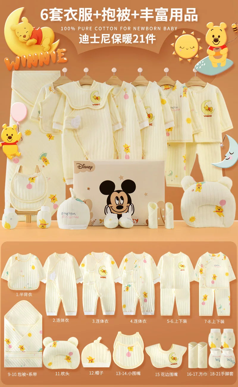 Disney təmiz pambıqdan hazırlanmış payız və qış üçün hədiyyə geyim dəsti, yeni doğulmuş körpələr, körpələr və bir aydan yuxarı körpələr üçün.