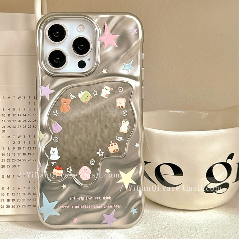 Sevimli Jellycat cizgi filmi elektrolizlənmiş güzgü Huawei Apple 17ProMax cib telefonu qutusu iphone16pro yeni 15pro qadın pura80 yaradıcı mate70 Yapon və Koreya 14 düşməyə qarşı 13