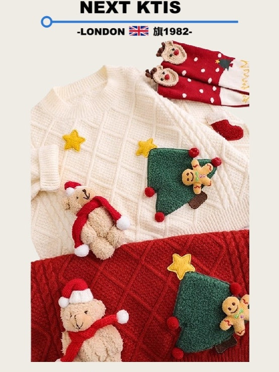 NEXT KTIS Qızlar üçün Milad Sviteri 2025 Qış Yeni Stil Trikotaj Üst Don