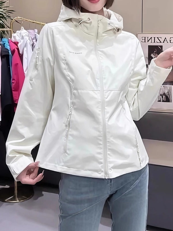 Qadınlar üçün Windbreaker gödəkçəsi, 2026-cı ilin yaz yeni modası, böyük ölçü, incə forma, iş geyimləri üçün kapşonlu gödəkçə