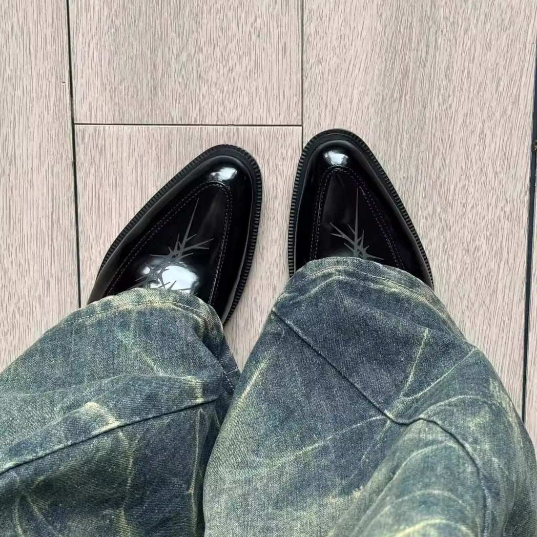 Kişilər üçün uclu qara dəri ayaqqabı, yüksək səviyyəli model, platforma altlıq, hündürdaban, Britaniya üslubunda, sürüşməyən, işgüzar gündəlik, işgüzar səfərlər üçün loferlər