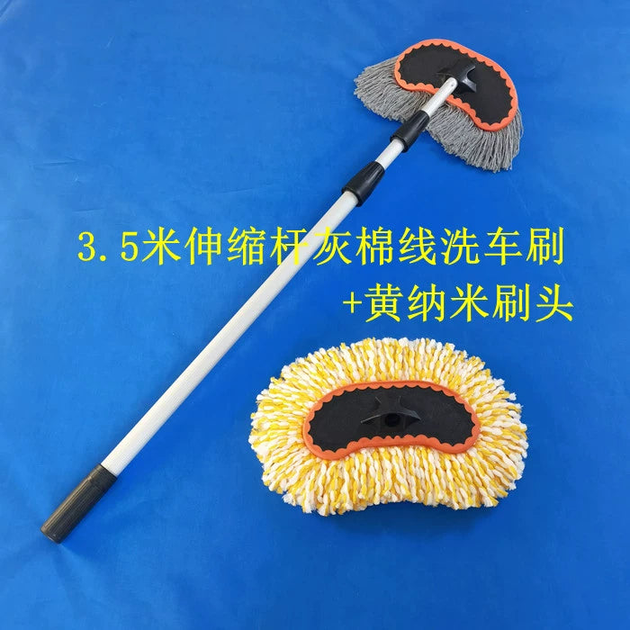 Uzun Alüminium Alaşımlı Genişləndirici Bağlantı Avtomobil Yuma Fırçası Yumşaq Yun Pambıq İpli Fantastik Mopping Aləti Avtomobil Tozlayıcı Mum Fırçası Baş Süd İpək Avtomobil Fırçası