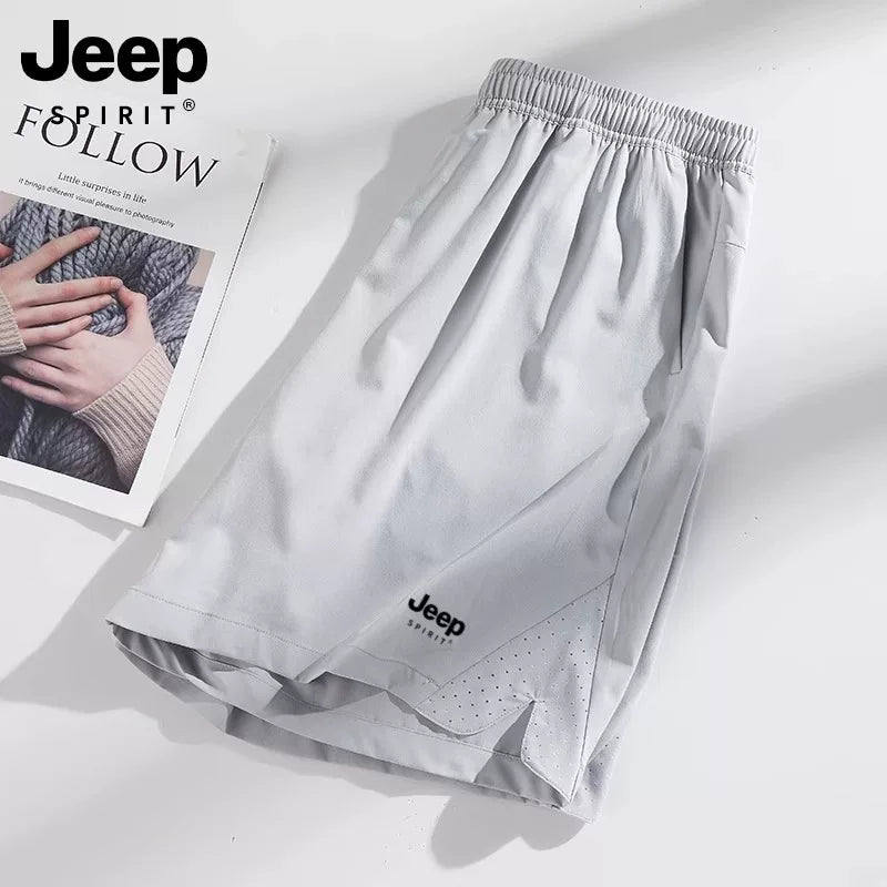 JEEP SPIRIT açıq idman yay nazik şalvar tez quruyan qadın şortu Honq-Konq üslubunda təsadüfi beş nöqtəli buz ipək şalvar kişilər