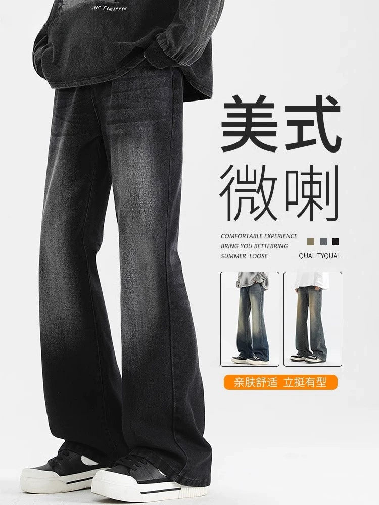 WASSUP TIGER bootcut kişi yaz və payız Amerika vibe retro düz təsadüfi alovlu şalvar
