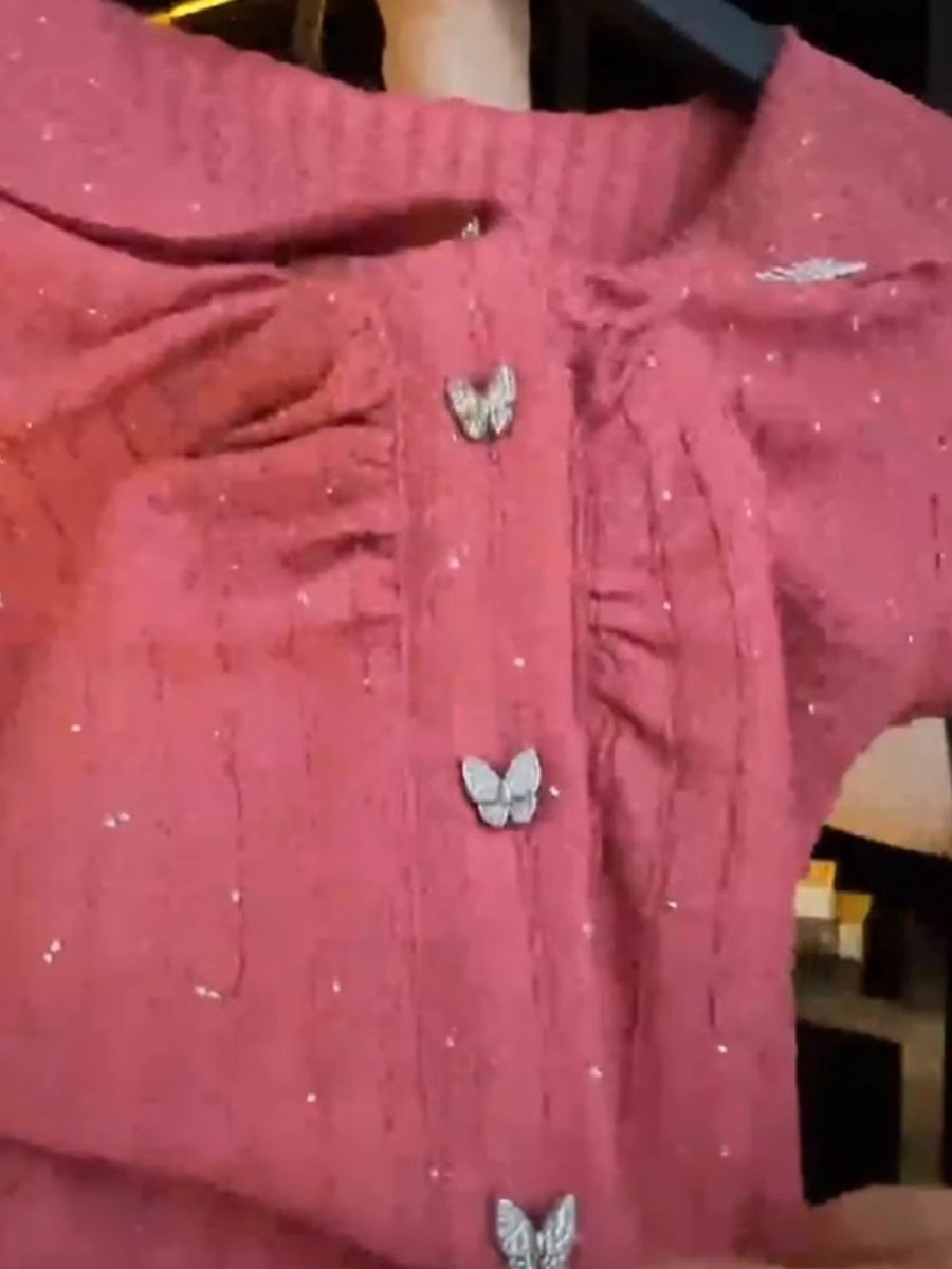 Moruqlu çəhrayı rəngli incə qısaqol köynək, böyük ölçülər üçün, yay, tək sinəli kəpənək formalı top