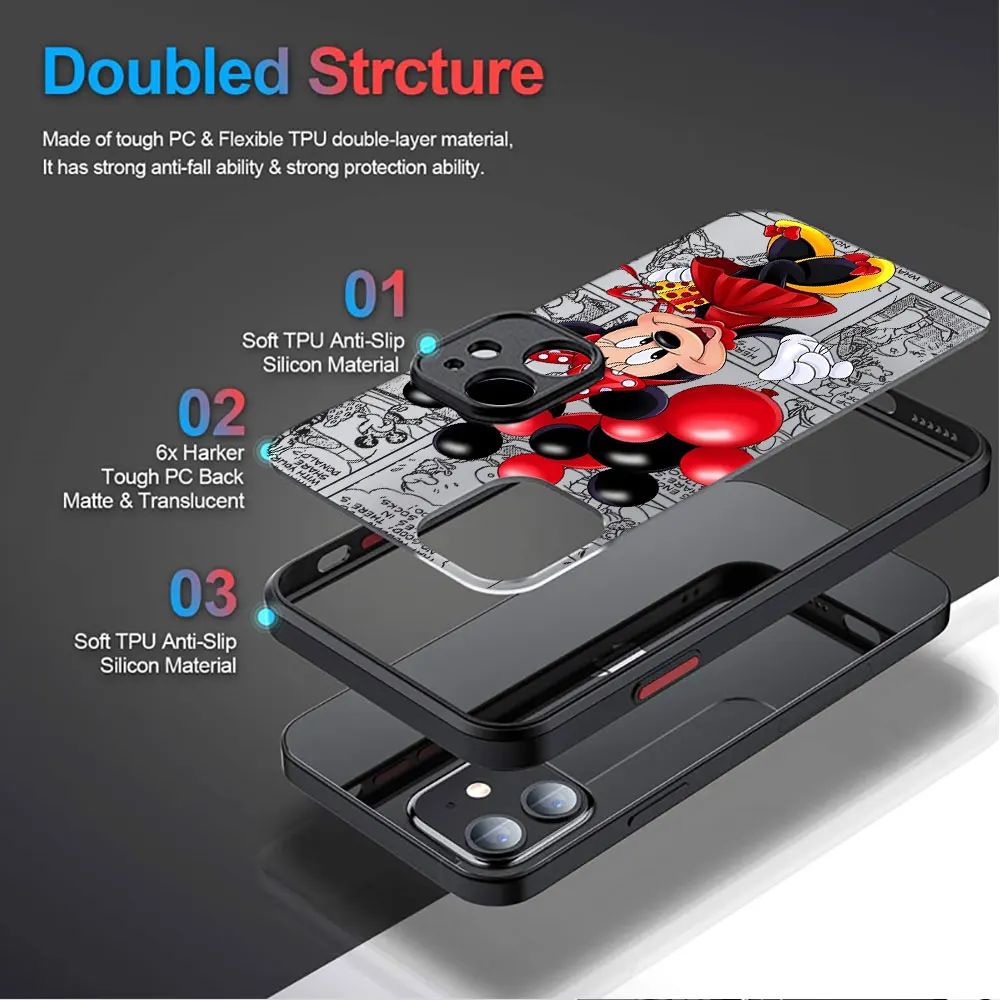 iPhone 15 Pro Max 13 14 üçün Mickey Minnie Mouse Telefon Qabı