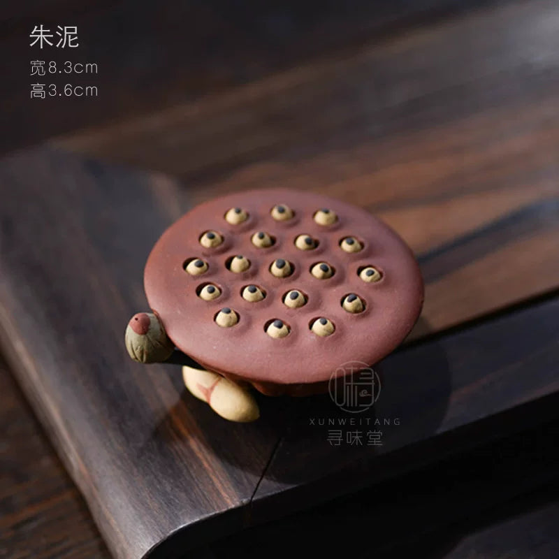Yixing bənövşəyi qumlu lotus pod bəzəkləri｜Əl istehsalı kreativ lotus toxumu çay ev heyvanı örtüyü sahibi Kung Fu çay dəsti aksesuarlarını dəstəkləyə bilər