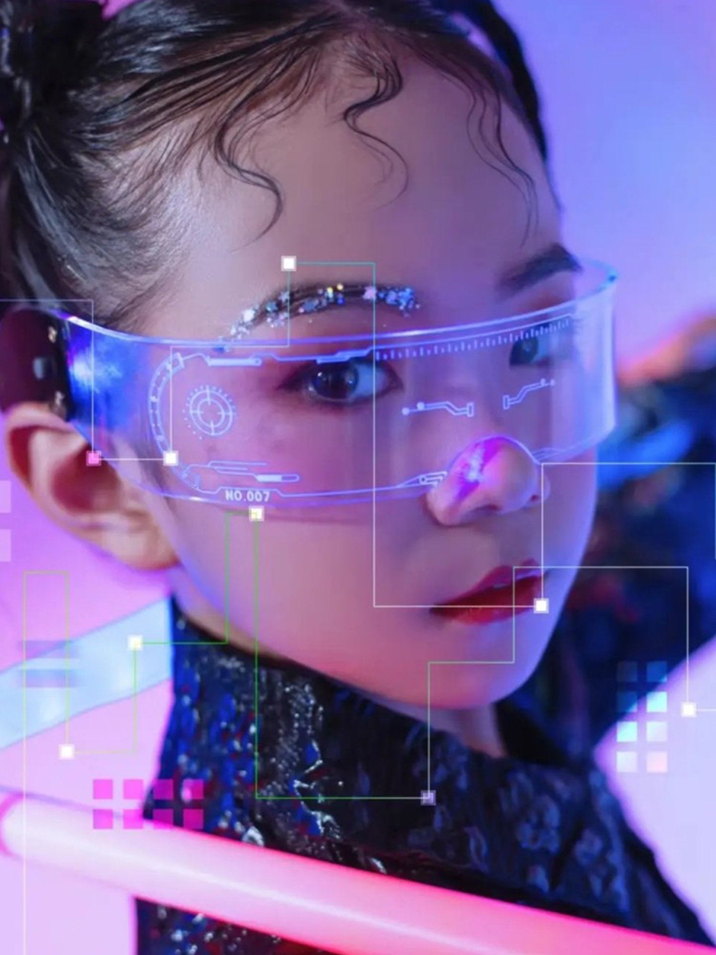 Cyberpunk LED işıq yayan eynəklər İnternet məşhuru rəng dəyişdirən avadanlıq gələcək texnologiya hissi uşaq performans rekvizitləri elmi fantastika trendi