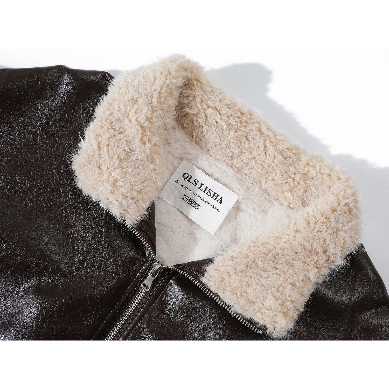 Chorlisa Yüksək Səviyyəli Retro Yaxalıqlı Quzu Yunlu Palto Payız və Qış Qalınlaşmış Qadın Topu Qəhvə Rəngli Yun Astarlı Dəri Gödəkçə