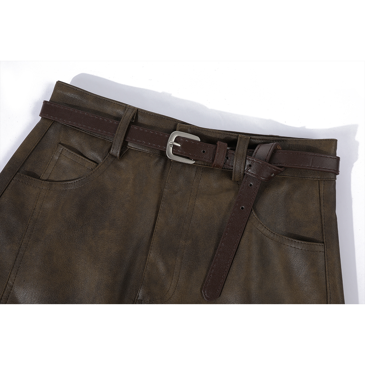 Cholisa 2026 Yaz/Payız Yeni Dəbli və Zərif Qadın Midi Ətəyi, Super Gözəl Yüksək Belli A-Xəttli Çoxfunksiyalı Dəri Mini Ətək