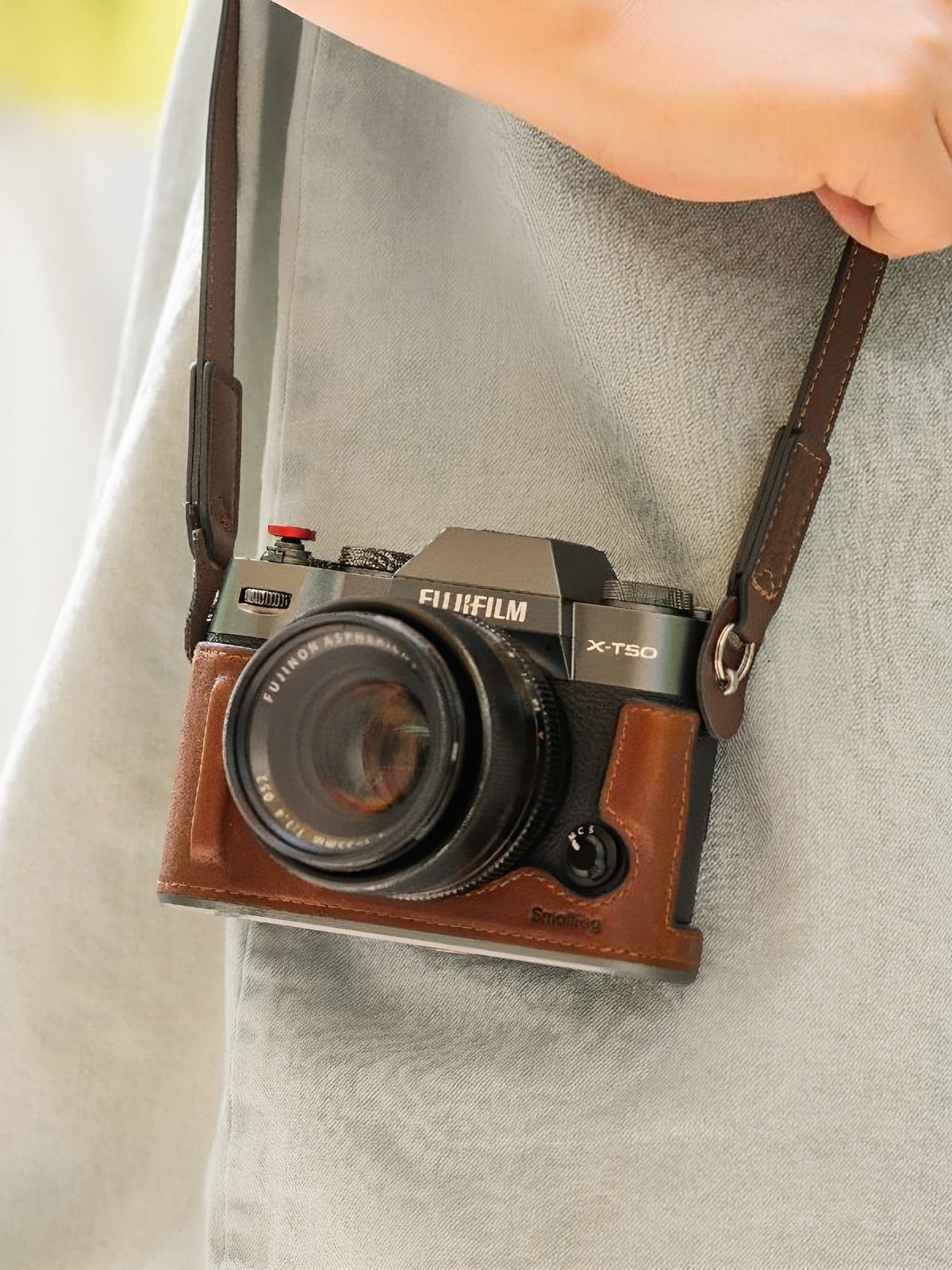SmallRig Smog Fuji XT50 taxta saplı dovşan qəfəsi X100VI yarım paket qoruyucu dəri qutu üçün uyğundur