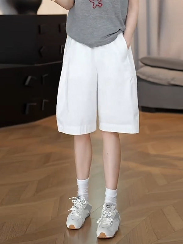 Qadınlar üçün nəfəs alan beş nöqtəli şort, yay üçün nazik və şık, böyük ölçüdə, çox yaraşıqlı, yüksək belli, arıqladıcı, geniş ayaqlı düz şalvar.