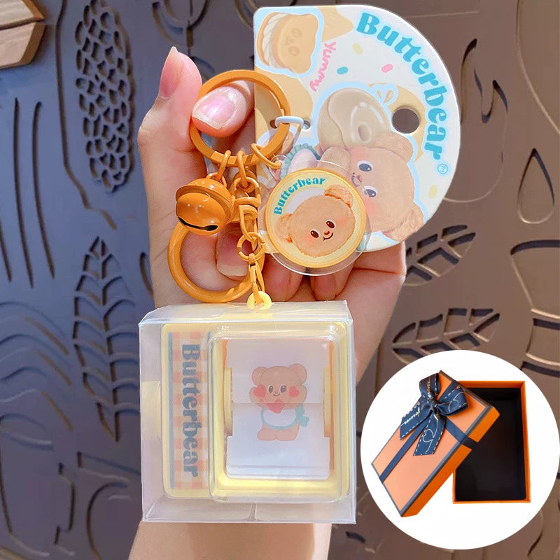 Original Butter Bear Flip Book Animator Cute Creative Car Keychain Backpack Pendant Stress Relief Toy