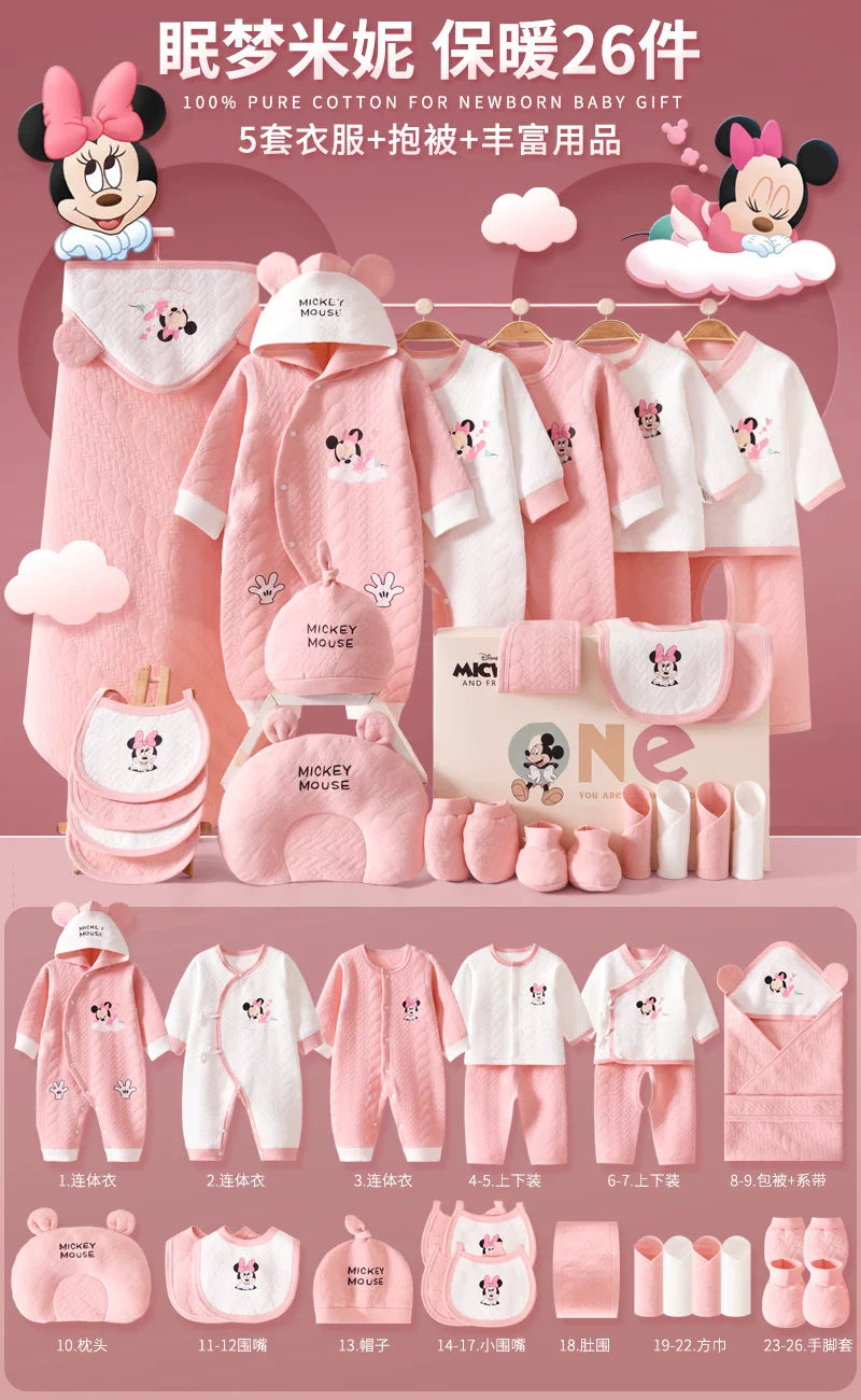 Disney Yenidoğulmuş Körpə Geyimləri Hədiyyə Dəsti - Yenidoğulmuşlar, Bir Aylıq Bayram və Yüksək Səviyyəli Hədiyyə üçün İdealdır
