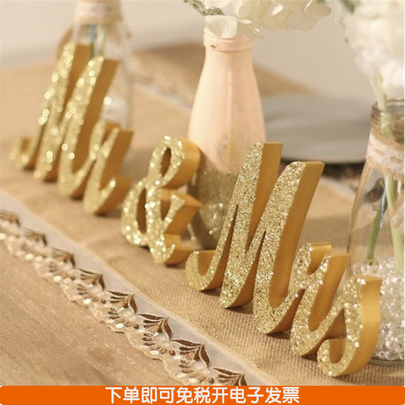 MR MRS TOY letter ornaments, wedding-themed decorations, wedding room setup, wedding party props