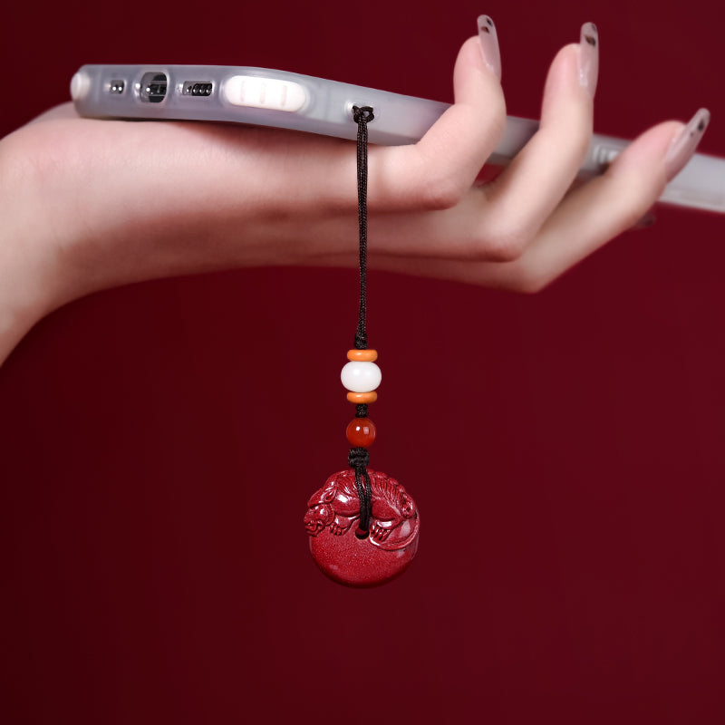 Cinnabar Pixiu Təhlükəsizlik Tokası Lucky Charm Kişilər və Qadınlar üçün Mobil Telefon Zənciri, Çanta Kulonu, Fərdi Yaradıcı Avtomobil Açar Zənciri Hədiyyəsi