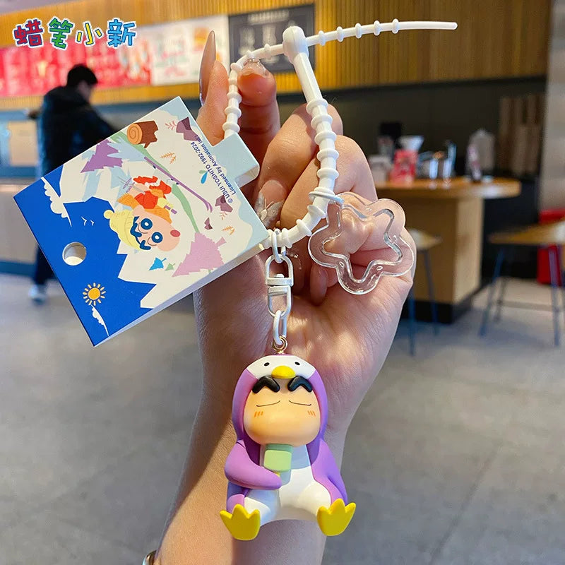 Uşaqlar və tələbələr üçün orijinal Crayon Shin-chan anime stilində cizgi filmi avtomobil açar zənciri/çantası - yaradıcı bir hədiyyə.
