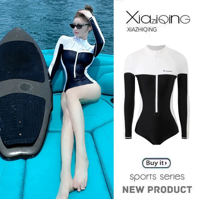 Vetsuit qadın bir parça snorkeling çimərlik paltarı arıqlayan uzunqol şalvar günəşdən qoruyan UPF50+ peşəkar tez quruyan sörfinq meduza kostyumu