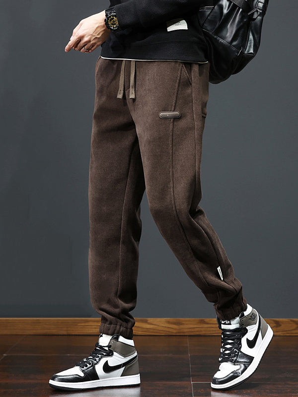 Kişilər üçün 2025-ci ilin yaz və payız şalvarları Yeni Stil, Yun astarlı məxmər gündəlik şalvarlar, Boş Fit, İdman şalvarları, Uzun şalvarlar, Dəbli