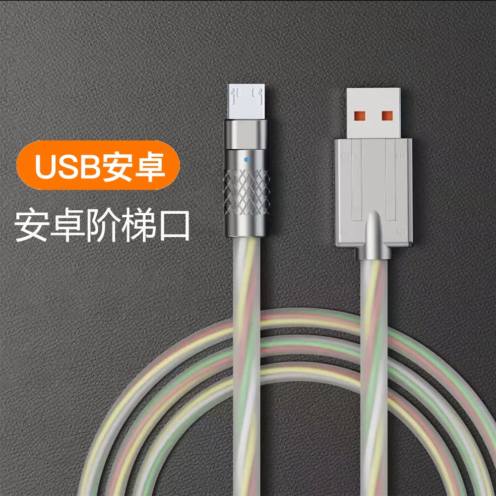 Huawei Honor Xiaomi VIVOP üçün uyğun 240W flaş dolduran qalınlaşdırılmış Android məlumat kabeli 6A uzunluğunda 2 metrlik mobil telefon doldurma kabeli