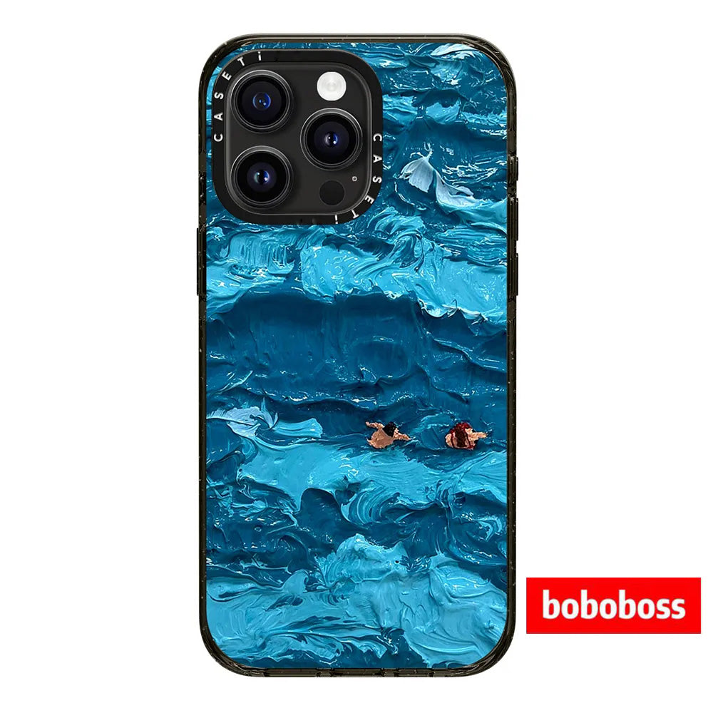 Zavoddan birbaşa! iPhone 17/16/15/14/13/Pro/Max üçün uyğun, yağlı boya üslubunda düşməyə davamlı maqnit telefon korpusu olan Ocean Wave MagSafe ilə rəssam əməkdaşlığı.