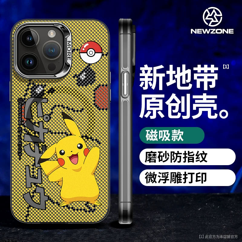 iPhone 15 Pro, Pokémon Apple 14, Gengar IP 13pm, Pikachu 12pro Max və düşmədən qorunmaq üçün yeni MagSafe Pokémon 16 buzlu korpusu üçün yeni Zone uyğun maqnit telefon korpusu.