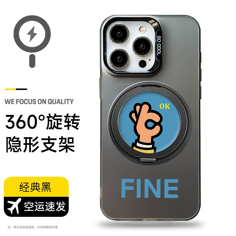 [magsafe maqnit tutucu mobil telefon qutusu] Apple Huawei Xiaomi dayaq qutusu üçün uyğundur iphone15 14 13 12 sadə mate70 60 yaradıcı 16promax fırlanan p70/x7