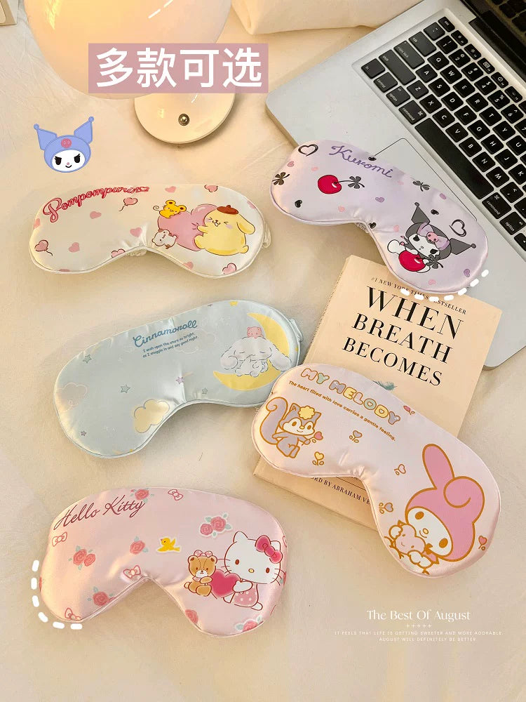 Sanrio orijinal səlahiyyətli buz ipək göz maskası yuxuya kömək edir, nəfəs ala bilir və tələbələr və qızlar üçün yuxu və səyahət etmək üçün sevimlidir.