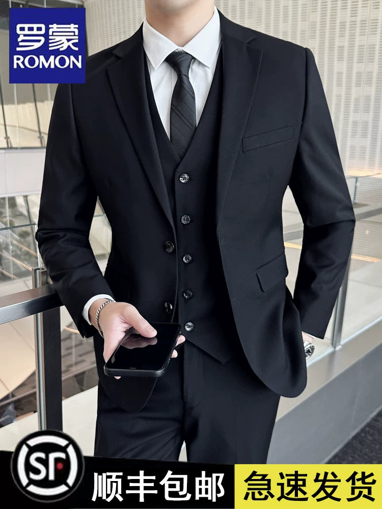 Luo Meng kostyum kişi Koreya versiyası nazik palto damat gelinlik biznes peşəkar rəsmi geyim kişilər üçün kiçik kostyum