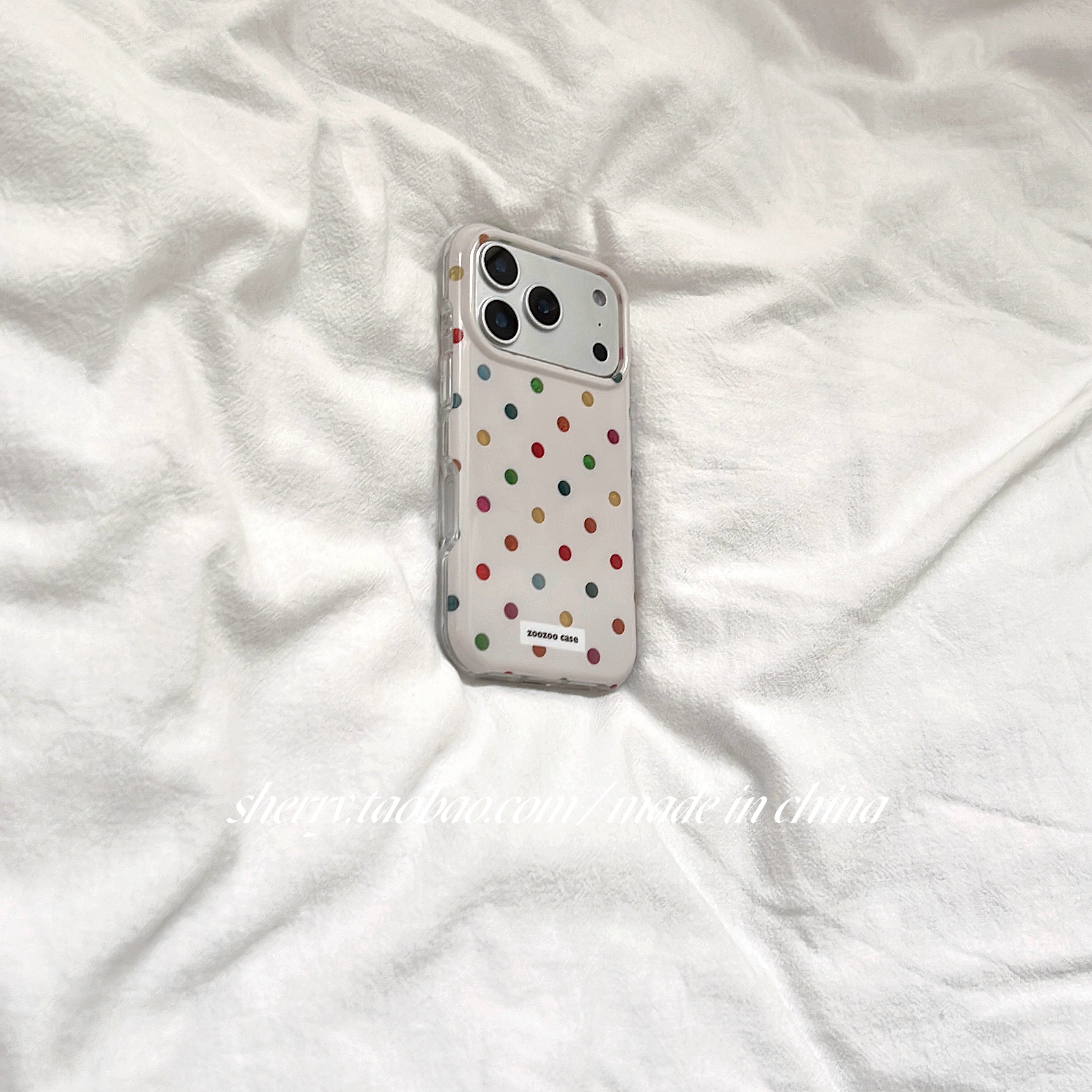 SHERRY*ins üslubunda rəngarəng zərli polka nöqtə elementləri Apple 17ProMax cib telefonu qutusu iPhone16Pro niş qız ürəyi 15 sadə 14 kiçik təzə cizgi filmi sevimli inkişaf etmiş üçün uyğundur