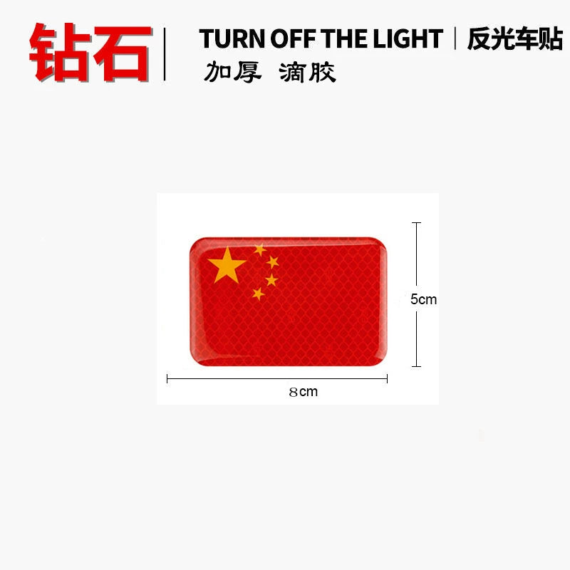 3D Qırmızı Bayraq Bamper Etiketləri Şəxsiyyət Etiketləri Qalınlaşmış Epoksi Yansıtıcı Bayraq Etiketi Suya davamlı Çizilmə Qapağı Qapağı