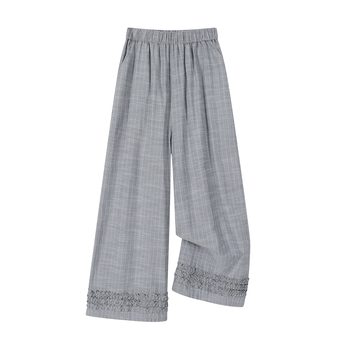 Cholisa yüksək belli arıqladıcı boz qadın şalvarı, yay nazik stili, niş dizaynı, drapey boş gündəlik şalvar, qısa şalvar