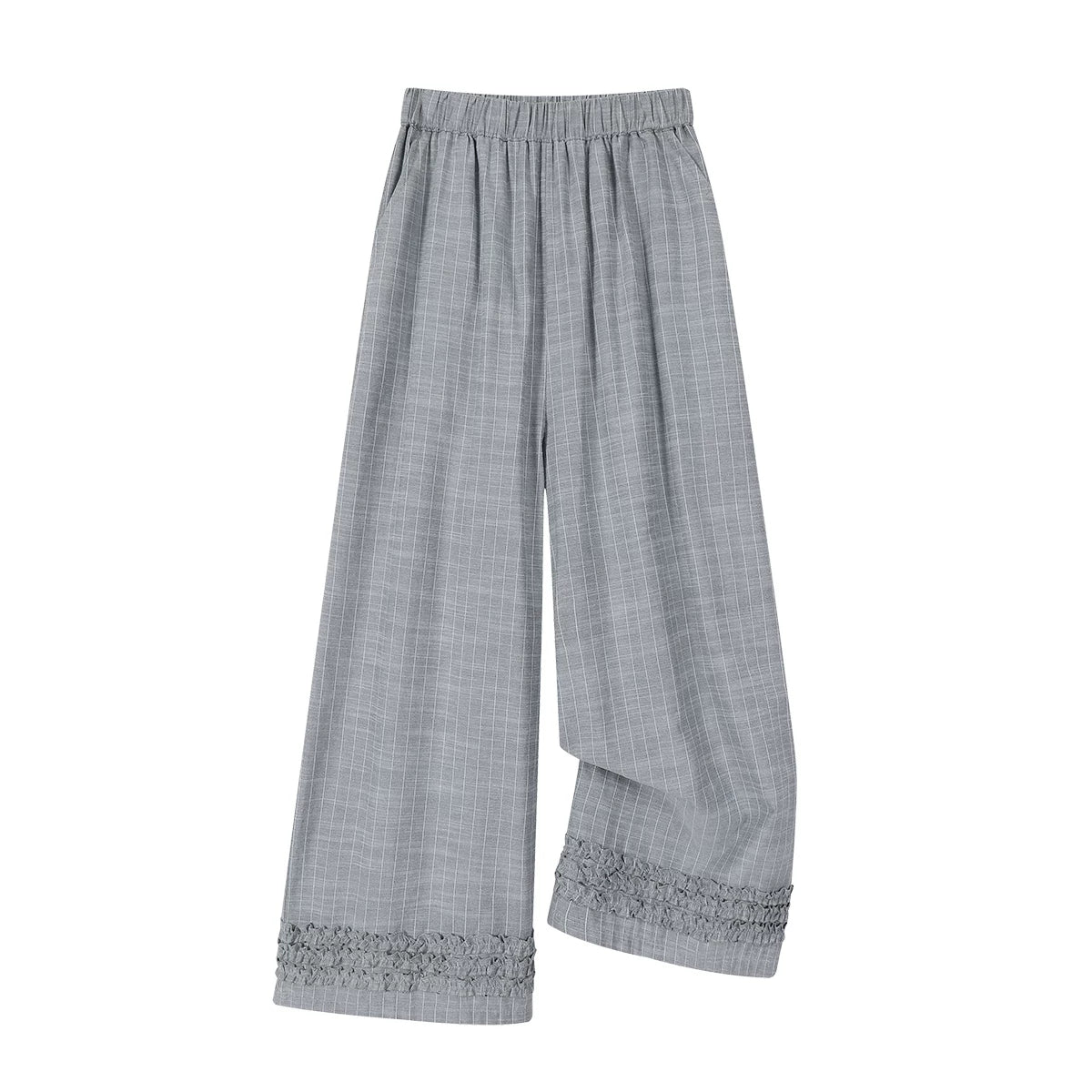 Cholisa yüksək belli arıqladıcı boz qadın şalvarı, yay nazik stili, niş dizaynı, drapey boş gündəlik şalvar, qısa şalvar