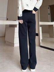 Qadınlar üçün böyük ölçülü qara düz ayaqlı şalvar, 2026-cı ilin yazı, yüksək belli, geniş bədən quruluşlu, arıqladıcı, gündəlik, çoxfunksiyalı, dar ayaqlı, geniş ayaqlı şalvar.